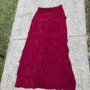 Burgundy Ruffle Skirt